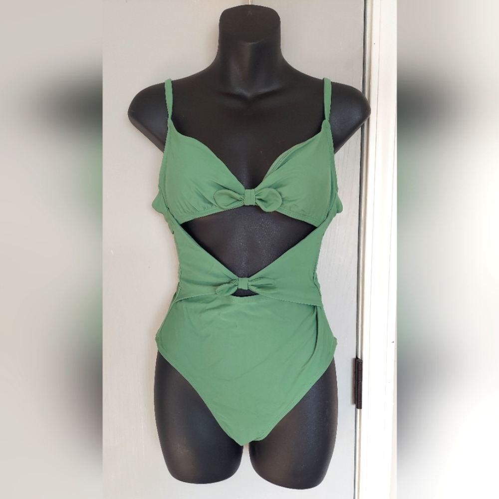 Adore Me Green Bow Embellished Swimsuit